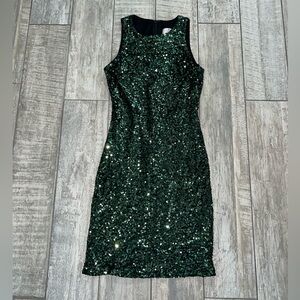 Badgley Mischka Green Sequin Dress Size XS. emerald green. Body-con dress